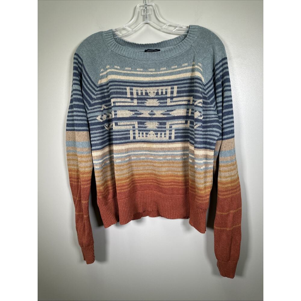 Pendleton Multicolor Striped Crewneck Sweater - Blue, Cream, Rust